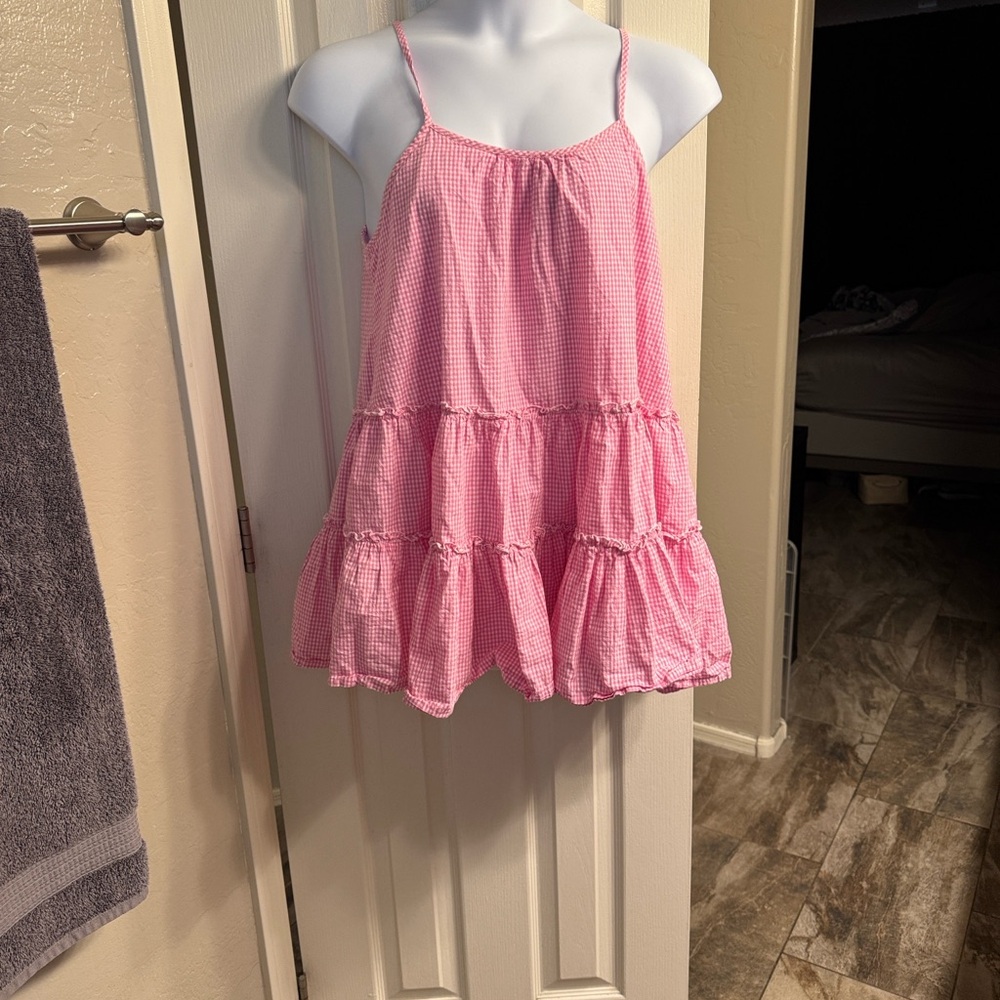Pink Gingham Tiered Dress (lined)